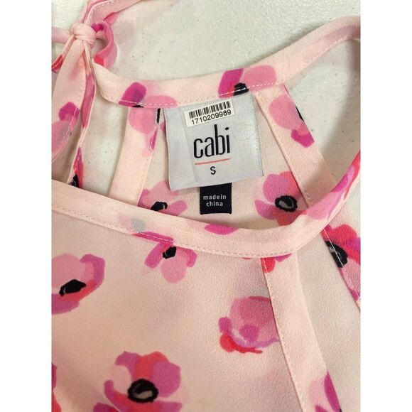 CABI style #5218 pink poppy tie back halter top Small - Picture 4 of 5